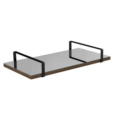 Imagem de Bandeja Espelhada 25x50cm Borda Infinita Castanho Com Alça Preta