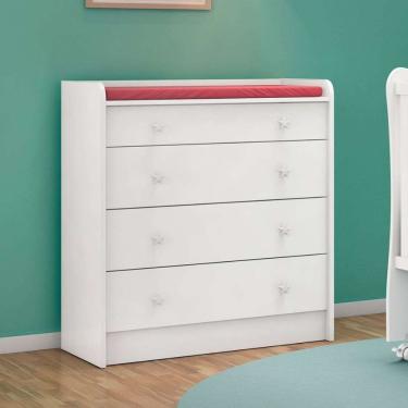 Imagem de Cômoda Infantil Com Trocador 4 Gavetas Isabella Branco
