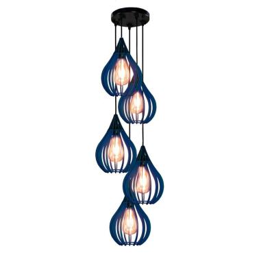 Imagem de Luminária Teto Lustre Pendente Balcão Cozinha Sala 5 Chile Cor:azul