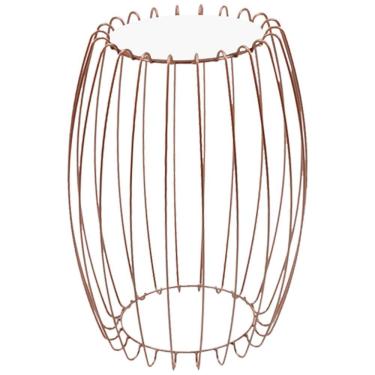 Imagem de Mesa Apoio Lateral 43 Cm Tampo Vidro Branco Base Metal Cobre Nacc Branco Cobre