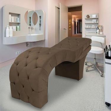 Imagem de Maca Estética Estofada Reclinável Ergonômica Veludo Tati Marrom