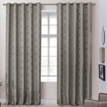 Imagem de Cortina Dalia Jacquard Estampado Floral 3,00m X 2,60m Sala Quarto Varão 3m - Marrom
