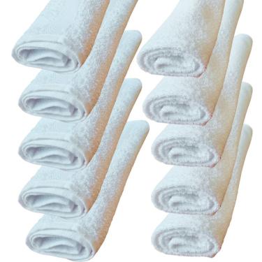 Imagem de Kit 10 Toalha De Rosto Para Salão Beleza 100% Algodão Branco