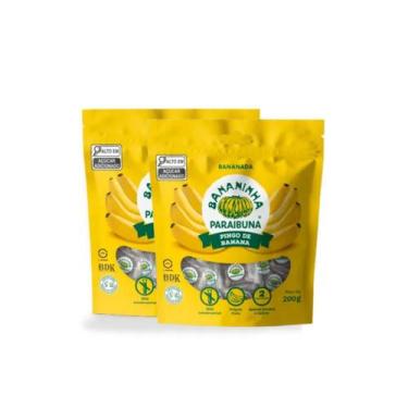 Imagem de Kit 2 Balas Pingo de Banana 200g Bananinha Paraibuna