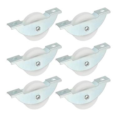 Imagem de PATIKIL Polia de nylon para porta deslizante de 34 mm, 6 peças de rodas de rolo para móveis, distância de furo de 5 mm para tela, porta, guarda-roupa, armário, armário, prata, prata