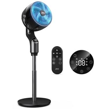 Imagem de JRD Ventilador De Pedestal, Oscilante Omnidirecional 70°+85° Para Quarto, Circulador 30 Metros Com Controle Remoto, Ventiladores Pé Silenciosos Motor Cc, Altura Ajustável, 32 Velocidades, 5 Modos, T