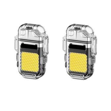 Imagem de Isqueiro Elétrico Recarregável USB com Luz LED Portátil para Viagens (2 PCS)