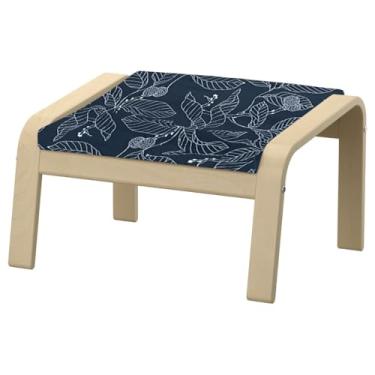 Imagem de Vepping Lude Substituição da capa de poltrona Pattened com forro acolchoado, serve para poltrona IKEA Poäng, 100% algodão, almofada não incluída (Estocolmo - azul escuro, apoio para os pés tipo 2)