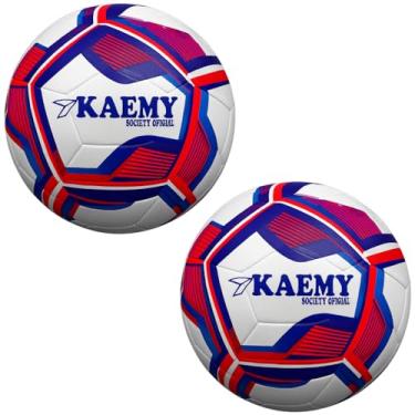 Imagem de Kit Com 2 Bolas Kaemy Fotebol De Campo Society Jogo Oficial Roxa E Laranja
