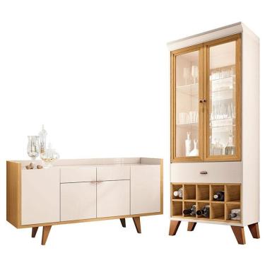 Imagem de Buffet Melodia E Cristaleira ópera Off White Cinamomo - Hb Móveis