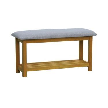 Imagem de Banco Sapateira Viena Madeira Maciça Assento Estofado Linho - Decorise