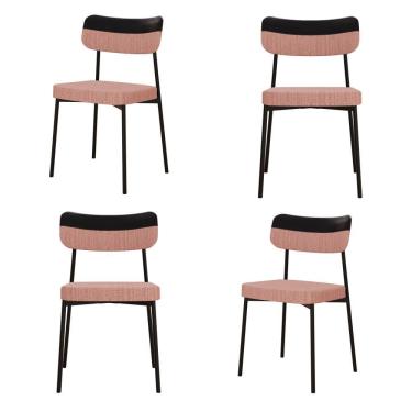 Imagem de Cadeira Mynna Fixa C/4 Pes 525 X 470 X 790 Mm C/4 Un. Lkd.rosa/courino Preto Linked Rosa/courino Preto