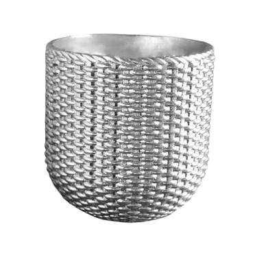 Imagem de Fenteer Vaso de flores de resina, enfeite de mesa, moderno, criativo, recipiente para plantas de interior, sala de estar, pátio, decoração de mesa, Cilindro de Prata