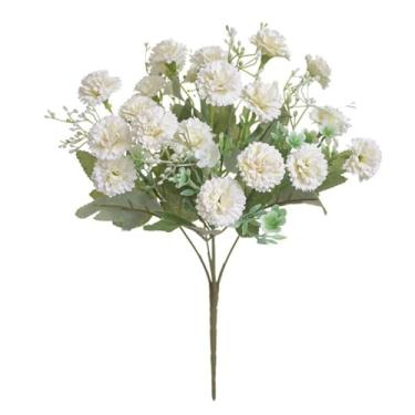 Imagem de Flores artificiais, buquê de casamento, vaso de festival, decoração de quarto, álbum de recortes, guirlanda, caixa de doces, hortênsia de seda, acessórios de noiva (3 peças/branco)