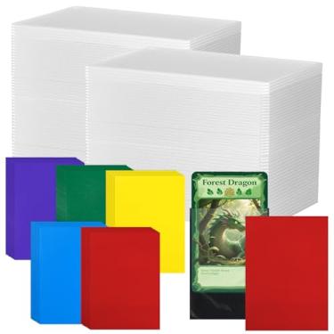 Imagem de Wonderjune 200 capas para cartões colecionáveis de 7,6 x 10 cm, suportes protetores de PVC transparente para beisebol, futebol, esportes, protetores de cartas de jogo, 100 capas rígidas + 100 mangas