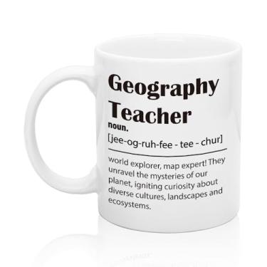 Imagem de XQLZY Caneca de café engraçada para professores de geografia, presentes de agradecimento para professores homens e mulheres, presentes de aniversário de aposentadoria para professores de geografia,