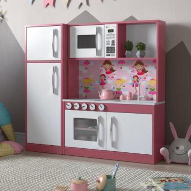 Imagem de Armário Cozinha com Refrigerador Infantil Lux Branco Rosa - Casa H