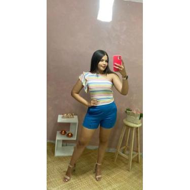 Imagem de Blusa ombro só sem manga - Flor de Lis , Listra colorida, 38