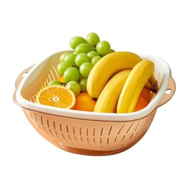 Imagem de Cesta de drenagem de frutas camada dupla camada destacável Multipluse Filidador de cozinha tigela para lavagem de legumes (L Branco)