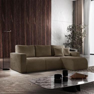 Imagem de Sofá Fixo Com Chaise 3M Living Veludo Com Molas Lado Direito Meu Sofá 
