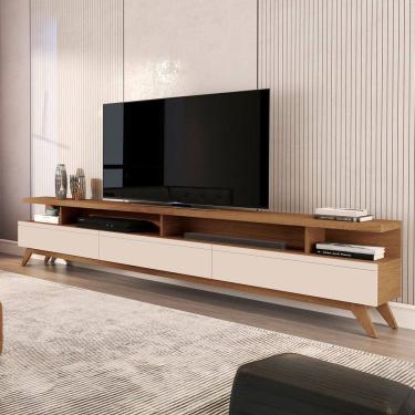 Imagem de Rack para TV 86 Polegadas Vivare 3 Gavetas Freijó/Off White - Giga Móveis