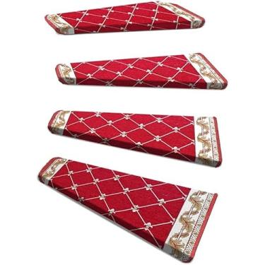 Imagem de Tapete De Escada Degraus Tapete De Escada Em Espiral 15pcs Vire à Esquerda Almofada De Passo Antiderrapante Tapete De Proteção Interna Repita A Pasta Sem Deixar Vestígio, Red, 70 * 33/12cm