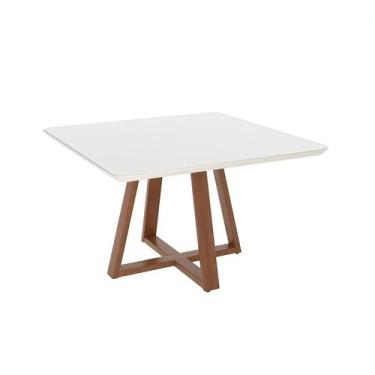 Imagem de Mesa de Jantar Quadrada com Tampo de Vidro Off White Bennett Natural 1