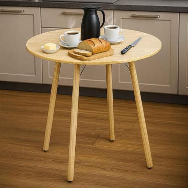 Imagem de Mesa de Jantar Cozinha Redonda Moderna 80cm - Beto Moveis, NATURAL