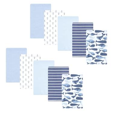 Imagem de Hudson Baby Panos unissex de flanela de algodão para bebê, pacote com 10, baleias fofas, tamanho único