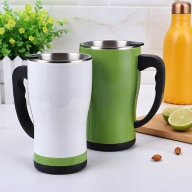 Imagem de Caneca Térmica Parede Dupla em Aço Inox Verde 600ml com Base Antiderrapante - Estilo Esportivo