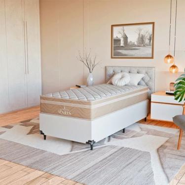 Imagem de Cama Box Solteiro + Colchão Paris Molas Ensacadas Bege - eShop casa