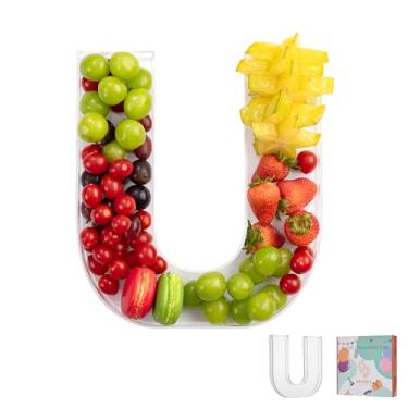 Imagem de Bandeja de charcutaria de acrílico com letras e números de 28 cm – Caixa de alfabeto reutilizável preenchível para doces, lanches, cupcakes – Travessa de servir para aniversário, casamento, festa de