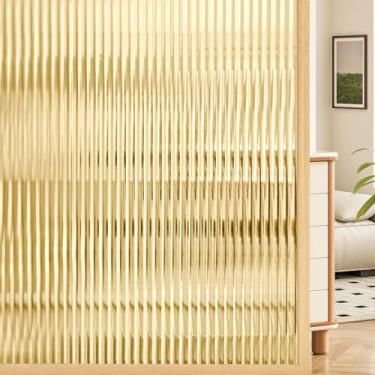 Imagem de Coavas Película de privacidade para janela, vidro canelado 3D fosco, adesivo decorativo de vinil para porta para banheiro, casa, bloqueio solar, 60 x 192 cm