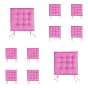 Imagem de Kit Com 10 Almofadas Para Cadeiras Assento Futon De Cadeira 40x40 Cm(Rosa Chiclete)