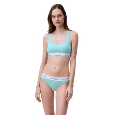 Imagem de Calvin Klein Sutiã feminino moderno de algodão sem forro sem fio, Azul Beau, PP