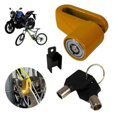 Imagem de Trava de disco para moto e bicicleta antifurto com 2 chaves tubulares 