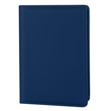 Imagem de Konper Organizador de pasta de portfólio pequeno, portfólio de pastas de negócios tamanho A5, fichário para homens e mulheres, bloco de escrita 12 x 20 incluído, azul marinho.