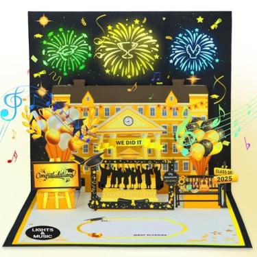 Imagem de FaCraft Cartão Pop Up Graduação 2025 Musical - Luzes e Música Parabéns Grad 3D Cartão de Presente Feliz Formatura com Envelope e Inserção em Branco para Enfermeira Doutora Doutora Universidade