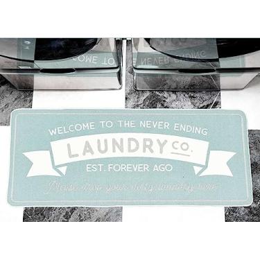 Imagem de Tapetes de tecido macio, tapete de lavanderia de 58,4 cm x 137,2 cm, tapetes divertidos de borracha antiderrapante, 95% algodão, tecido, lavável na máquina, tapete de piso para lavagem, banheiro, decoração de cozinha, placa de lavanderia Co