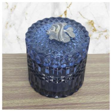 Imagem de Porta Algodão E Cotonete Vidro Com Detalhe De Metal 9,5cm - Gici Decor