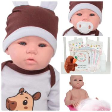 Imagem de Bebê Menina Capivara Careca com Fraldas e Chupeta + itens - Cegonha Re