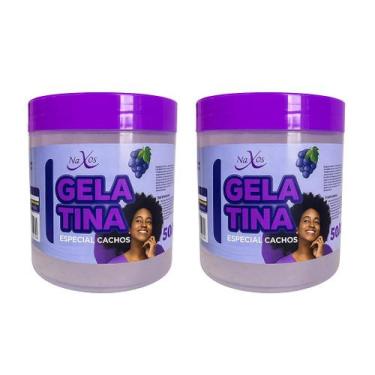 Imagem de Kit 2x Gelatina Hidratação Definição De Cachos E Volume Uva 500g Naxos