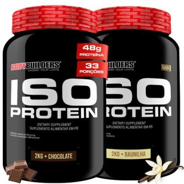 Imagem de Kit 2x Whey Protein Isolado Iso Protein 2kg Bodybuilders, Chocolate e 
