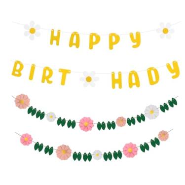 Imagem de HICOHAND Faixa de guirlanda de feltro de margarida, 1 conjunto de decorações para pendurar flores de margarida, boho, primavera, floral, festa, lembrancinhas, para parede, aniversário, casamento