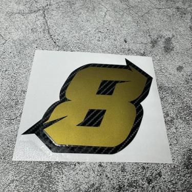 Imagem de Número de corrida de fibra de carbono adesivos de carro algarismos arábicos 012345679 fita para capacete de tanque de combustível do corpo do motor de motocross (8, altura 10 cm)