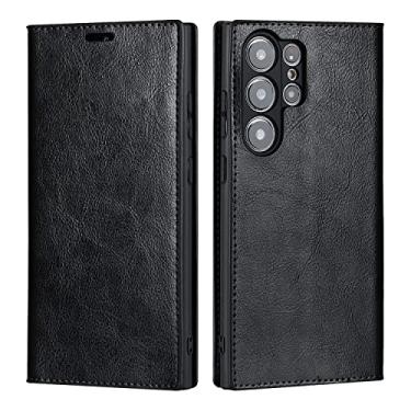 Imagem de iCoverCase Capa carteira para Samsung Galaxy S23 Ultra com compartimentos para cartões, capa flip folio de couro premium para Galaxy S23 Ultra (preto)