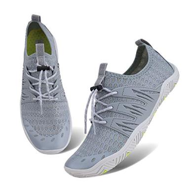 Imagem de Sapato de banho masculino esportivo aquático de secagem rápida para piscina, praia, surfe, caminhada, parque aquático, 1-h-grey, 11.5-12 Women/10.5-11 Men