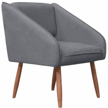 Imagem de Poltrona Conflex Decorativa Helena confortável estofada Grafite pés palito de madeira maciça