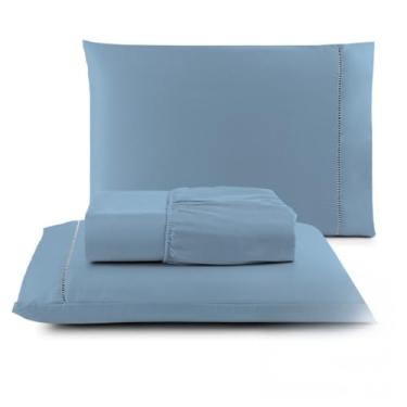 Imagem de Super soft 400 fios conjunto de roupa de cama agulha fina conjunto de luxo(AZUL BEBÊ,CASAL)