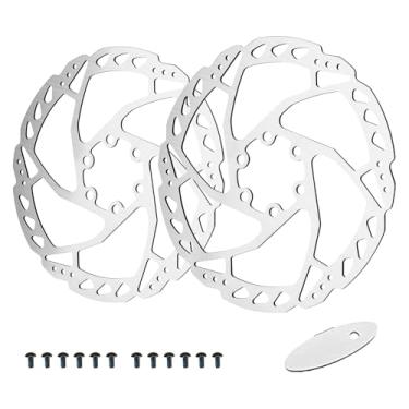 Imagem de Kit de discos de freio de bicicleta da Rujoi, rotores de freio a disco de 203 mm com 12 parafusos l. Cabe em muitas marcas de pinça de freio a disco e combina com MTB, bicicleta de estrada, e-bike, perfeito para atualização de kit de freio a disco de bicicleta